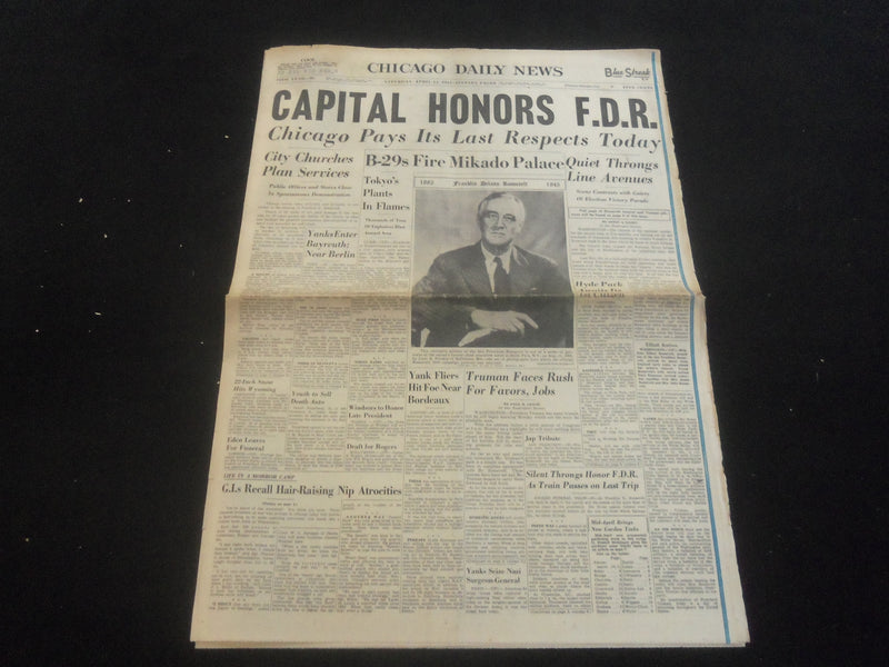 1945 APRIL 14 CHICAGO DAILY NEWS NEWSPAPER - CAPITAL HONORS F.D.R. - NP 5791