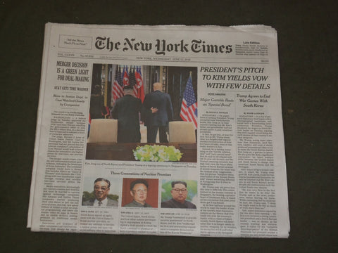 2018 JUNE 13 NEW YORK TIMES - TRUMP'S PITCH TO KIM YIELDS VOW WITH FEW DETAILS