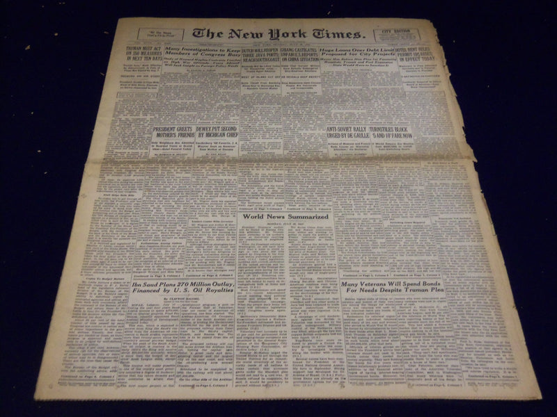 1947 JULY 28 NEW YORK TIMES - PRESIDENT GREETS MOTHER'S FRIENDS - NT 3411