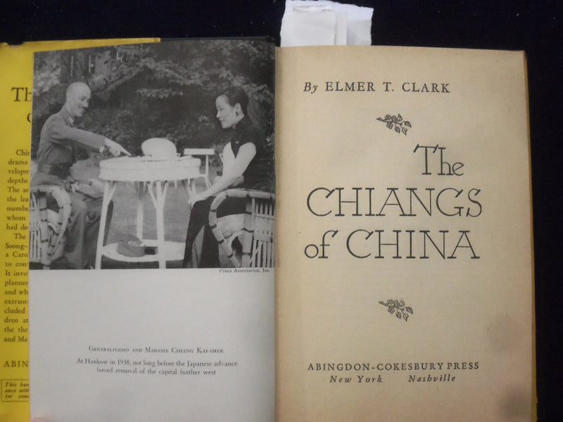 1943 THE CHIANGS OF CHINA HARDCOVER BOOK BY ELMER T. CLARK - KD 8442