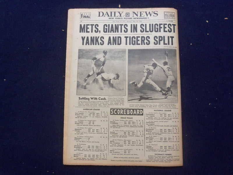 1962 MAY 28 NEW YORK DAILY NEWS NEWSPAPER - CARPENTER'S STORY OF ORBIT - NP 6762