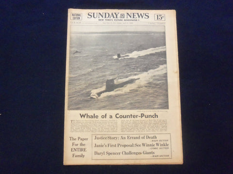 1960 APRIL 24 NEW YORK SUNDAY NEWS NEWSPAPER -POLARIS ATOMIC SUBMARINES- NP 6772