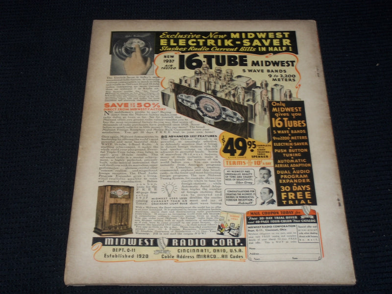 1936 SEPTEMBER RADIO NEWS & SHORT WAVE RADIO MAGAZINE - 10 METERS - E 4824