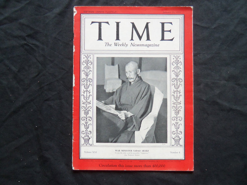 1933 JANUARY 23 TIME MAGAZINE - WAR MINISTER SADAO ARAKI - T 355