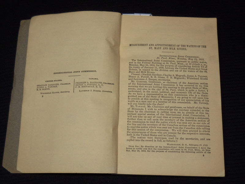 1915 HEARING & ARGUMENT ST. MARY AND MILK RIVERS REPORT BULLETIN - SP 4863M