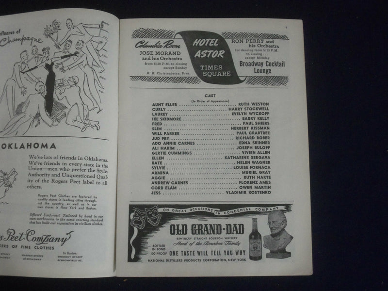 1945 MAY 6 PLAYBILL PROGRAM - OKLAHOMA - RUTH WESTON - J 6468