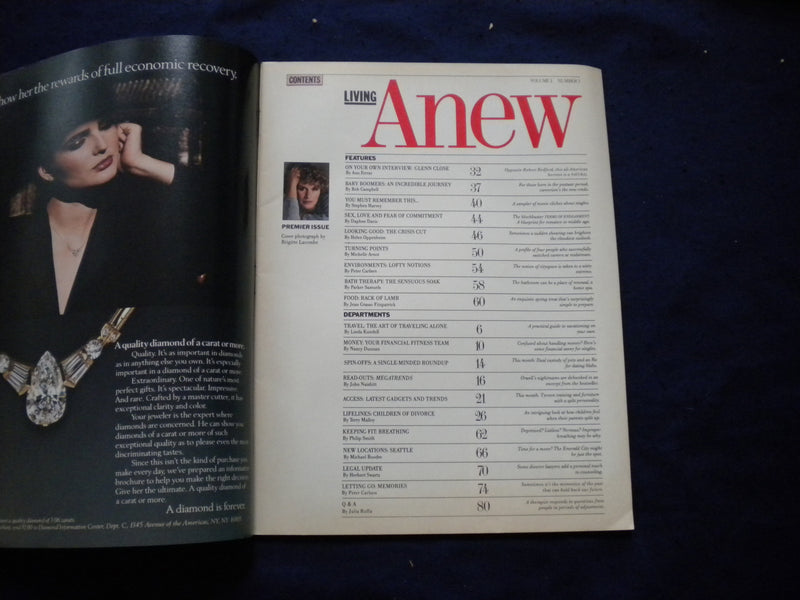 1984 LIVING ANEW MAGAZINE - PREMIER ISSUE - GLENN CLOSE COVER - B 2875N