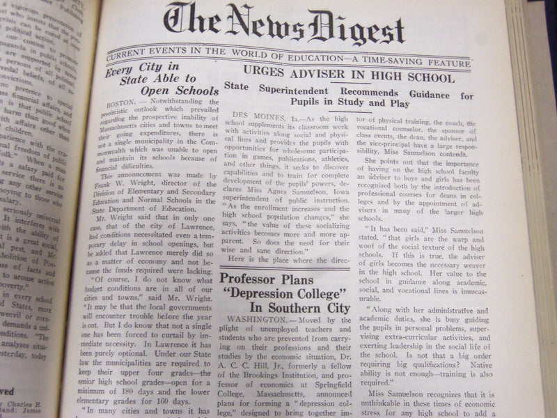 1932 JANUARY-DECEMBER JOURNAL OF EDUCATION BOUND VOLUME - R 885