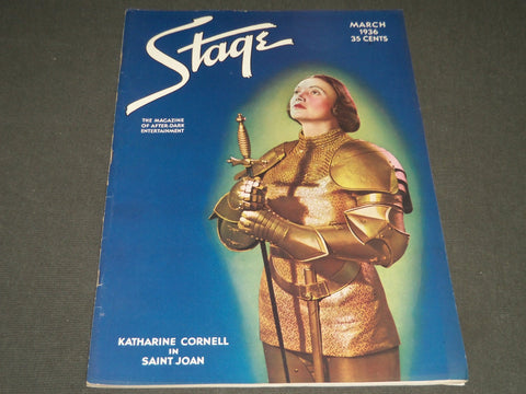 1936 MARCH THE STAGE MAGAZINE - KATHARINE CORNELL - GREAT PHOTOS & ADS - ST 61