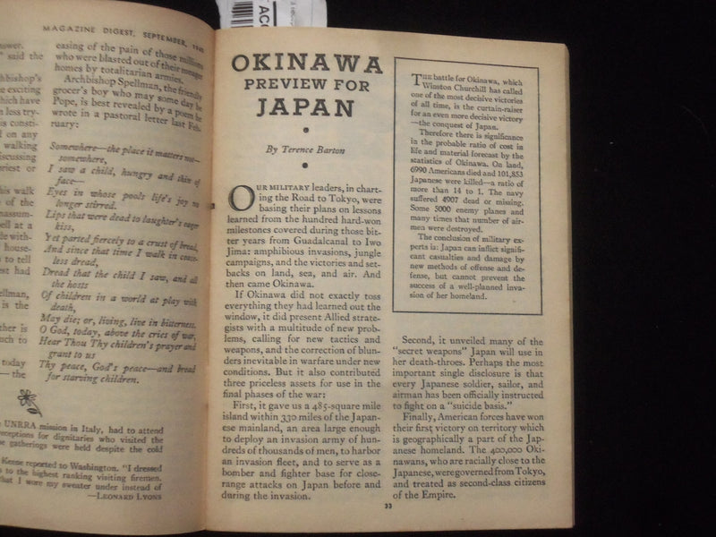 1945 SEPTEMBER MAGAZINE DIGEST MAGAZINE - J 9970