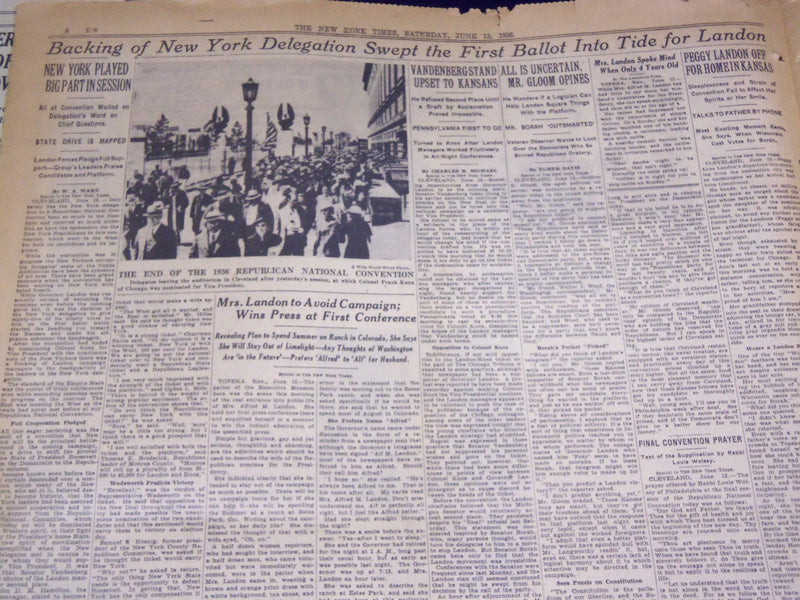 1936 JUNE 13 NEW YORK TIMES - KNOX NOMINATED FOR VICE PRESIDENT - NT 2108