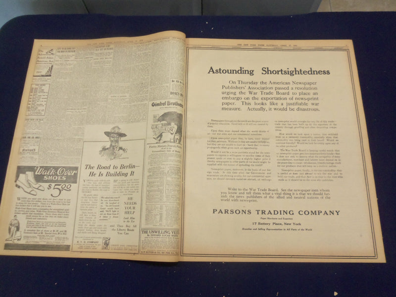1918 APRIL 27 NEW YORK TIMES - GERMANS HOLD KEMMEL PUSH TO ST. ELOI - NT 8215
