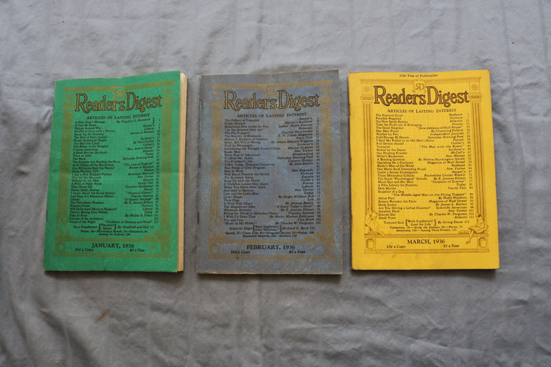1936 READER'S DIGEST MAGAZINE - LOT OF 12 - COMPLETE YEAR - O 3342
