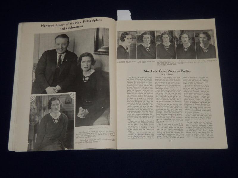 1934 NOVEMBER NEW PHILADELPHIAN MAGAZINE - NICE COVER & PHOTOS - SP 2647