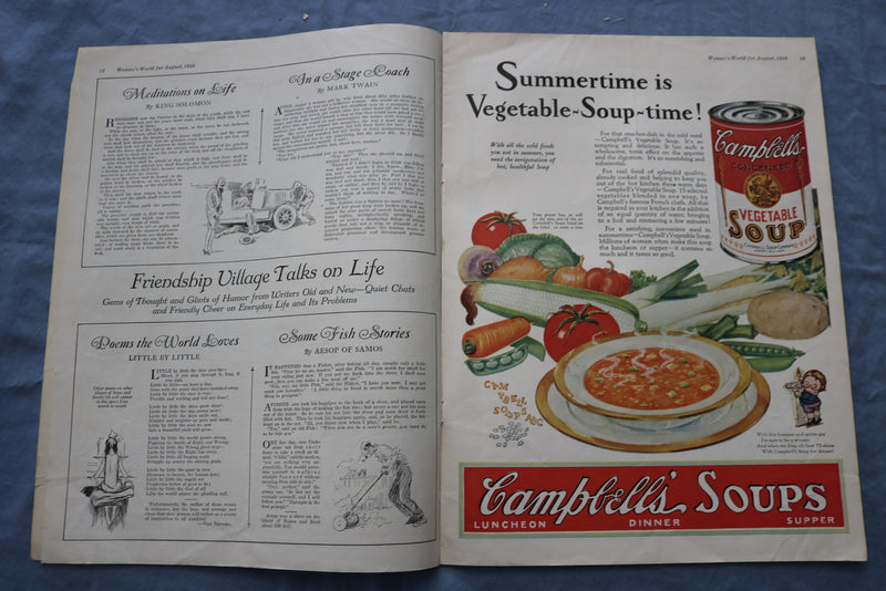 1928 AUGUST WOMAN'S WORLD MAGAZINE - ILLUSTRATIONS/STORIES/ADS - SP 4783S