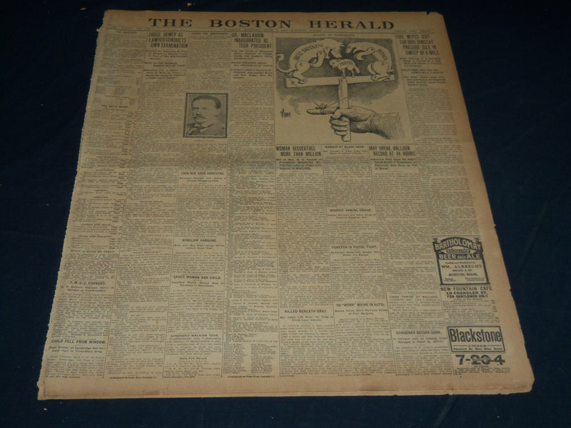 1909 JUNE 8 THE BOSTON HERALD NEWSPAPER - PRESQUE ISLE FIRE - BH 382
