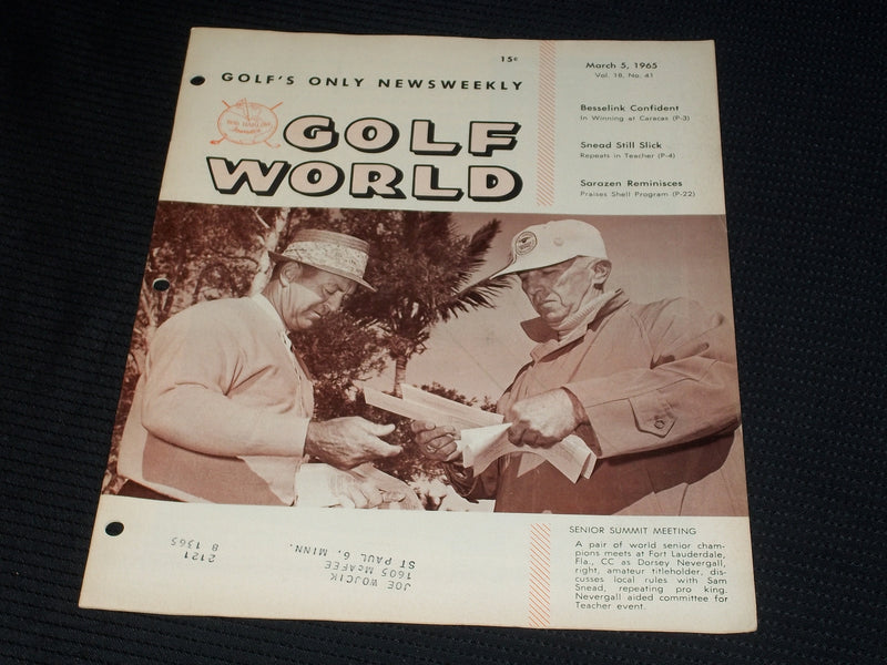 1965 MARCH 5 GOLF WORLD MAGAZINE - SAM SNEAD FRONT COVER - E 7319