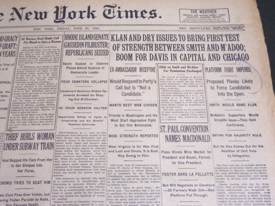 1924 JUNE 20 NEW YORK TIMES - KLAN AND DRY ISSUES TO BRING FIRST TEST - NT 6859