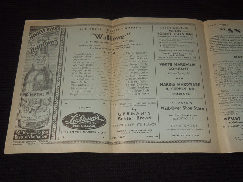 1945 NUANGOLA'S GROVE THEATRE PROGRAMS LOT OF 5 - NUANGOLA, PA - K 709