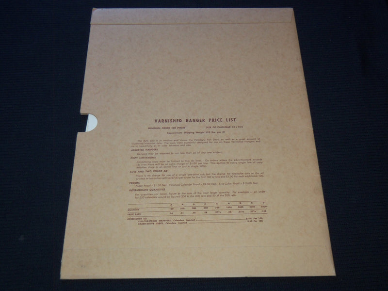 1964 THE GEORGE WASHINGTON VARNISHED HANGERS CALENDAR SAMPLE SHEETS BOOK - C 16