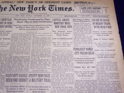 1933 DECEMBER 24 NEW YORK TIMES - PARIS TRAIN CRASH KILLS 165 - NT 4162