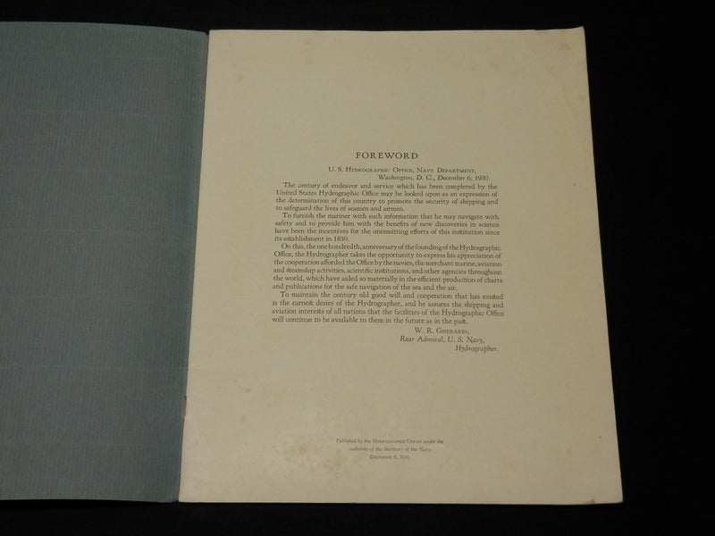 1930 U. S. HYDROGRAPHIC OFFICE SPECIAL NOTICE 100TH ANNIVERSARY NUMBER - J 5889
