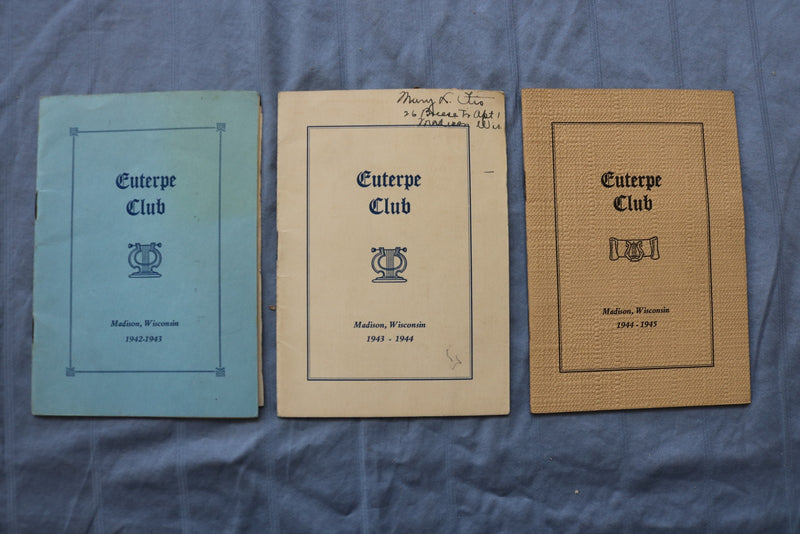 1942-1952 EUTERPE CLUB PROGRAMS - MADISON, WISCONSIN - LOT OF 9 - O 3865