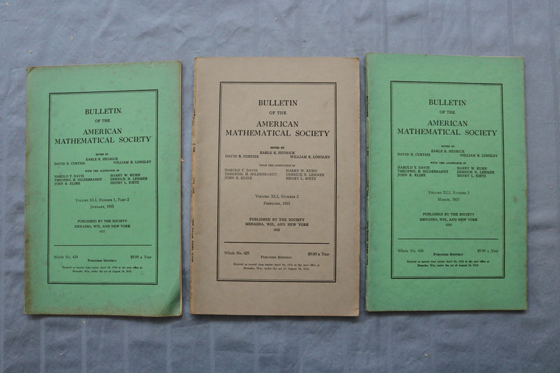 1932-1937 BULLETIN OF THE AMERICAN MATHEMATICAL SOCIETY - LOT OF 18 - O 3899
