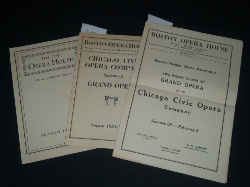 1924-1926 BOSTON OPERA HOUSE PROGRAM LOT OF 3 - GARDEN - SWARTHOUT - J 4010