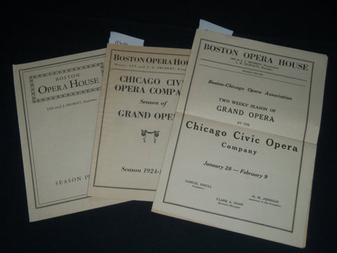 1924-1926 BOSTON OPERA HOUSE PROGRAM LOT OF 3 - GARDEN - SWARTHOUT - J 4010