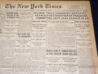 1919 FEBRUARY 4 NEW YORK TIMES - COMMITTEE GETS FULL LEAGUE PLAN - NT 7959