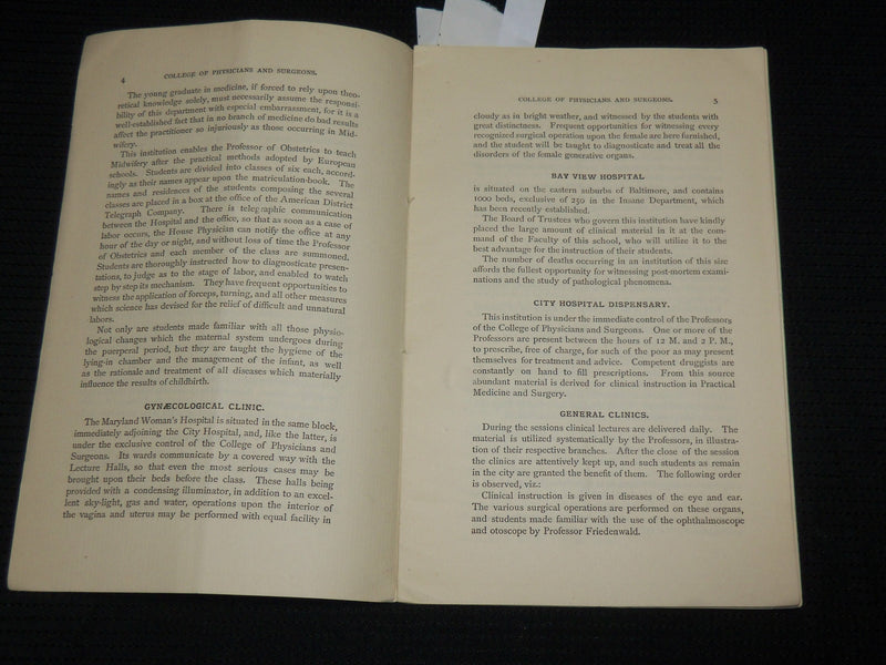 1887-1888 COLLEGE OF PHYSICIANS AND SURGEONS CATALOGUE - J 6869