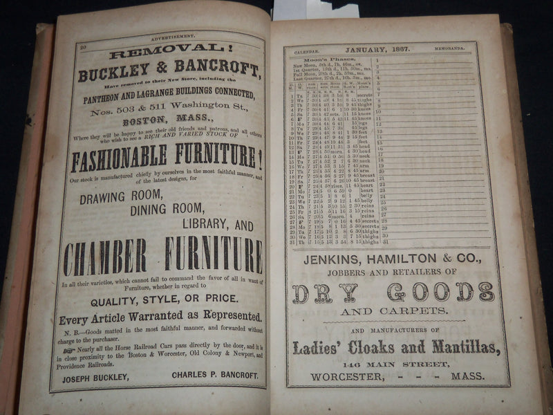1867 WORCESTER DIRECTORY BY HENRY J. HOWLAND - MAP - KD 81W