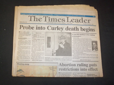 1991 OCTOBER 22 WILKES-BARRE TIMES LEADER - ROBERT CURLEY DEATH PROBE - NP 7527