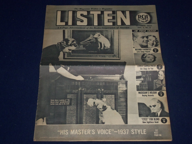 1937 OCTOBER LISTEN MAGAZINE VOLUME 1 NO. 3 - GREAT PHOTOS - J 643