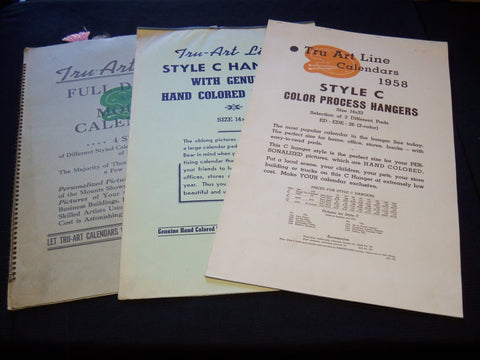 1944-1958 TRU-ART LINE HANGERS CALENDAR SAMPLE SHEETS BOOK LOT OF 3 - C 17