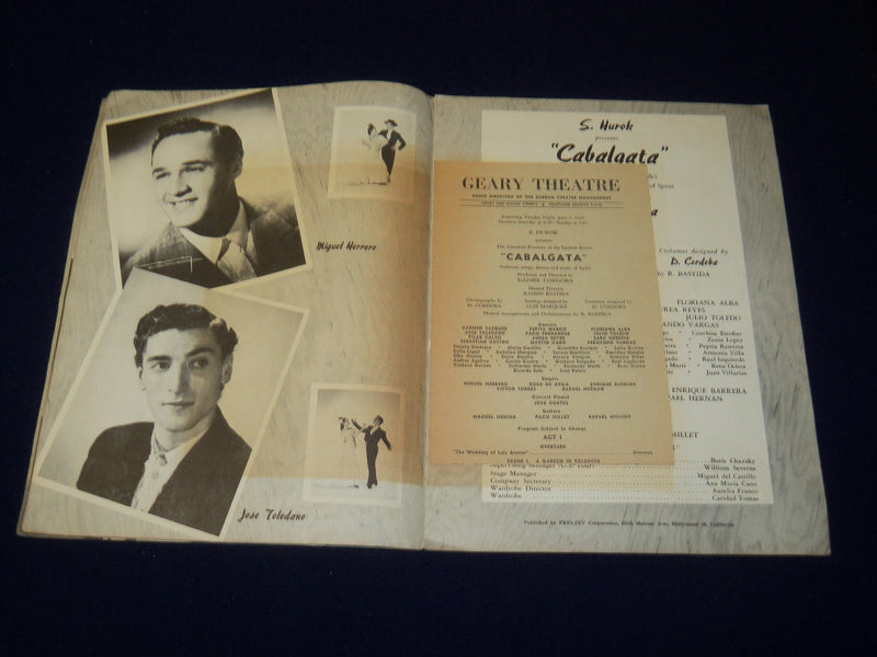 1949 CABALCATA PROGRAM - MUSICAL CAVALCADE - DAVID CORDOBA - J 5028