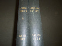 1908 SATURDAY REVIEW 2 BOUND VOLUMES - COMPLETE YR- PUBLISHED IN LONDON - R 1090