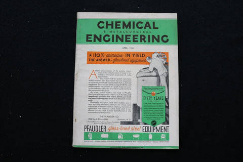 1934 APRIL CHEMICAL ENGINEERING MAGAZINE - PFAUDLER EQUIPMENT COVER - E 10267