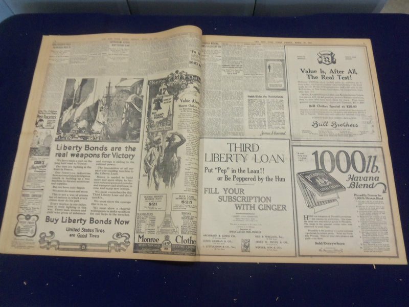 1918 APRIL 19 NEW YORK TIMES - FRENCH ARMY ARRIVES, GERMANS HALTED - NT 8223