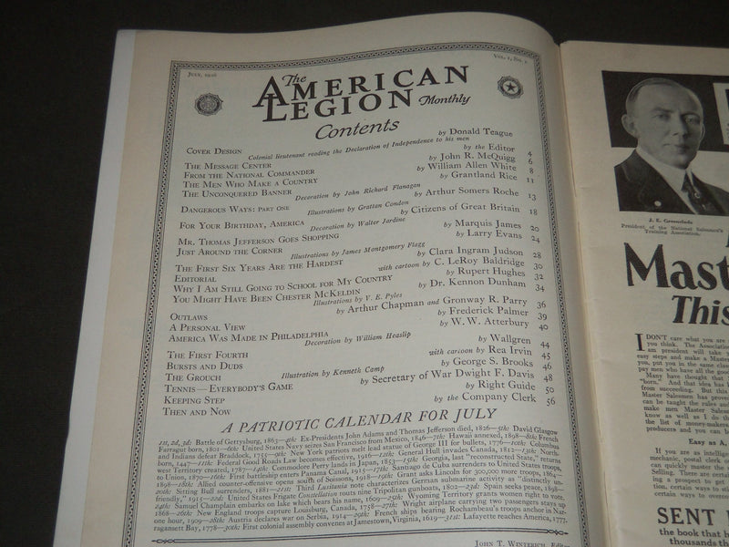 1926 JULY THE AMERICAN LEGION MAGAZINE - NICE COVER - ST 4873