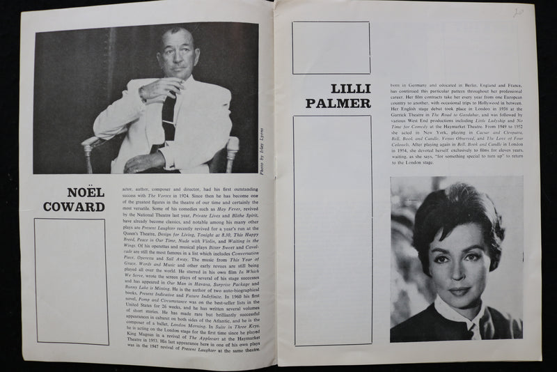 1966 QUEEN'S THEATRE PROGRAMS - NOEL COWARD - LILLI PALMER - LOT OF 2 - K 2379