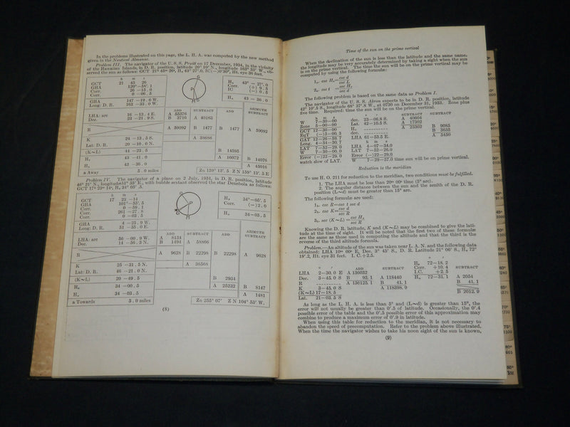 1934 U. S. NAVY DEAD RECKONING ALTITUDE & AZIMUTH TABLE - SECOND EDITION- J 5880
