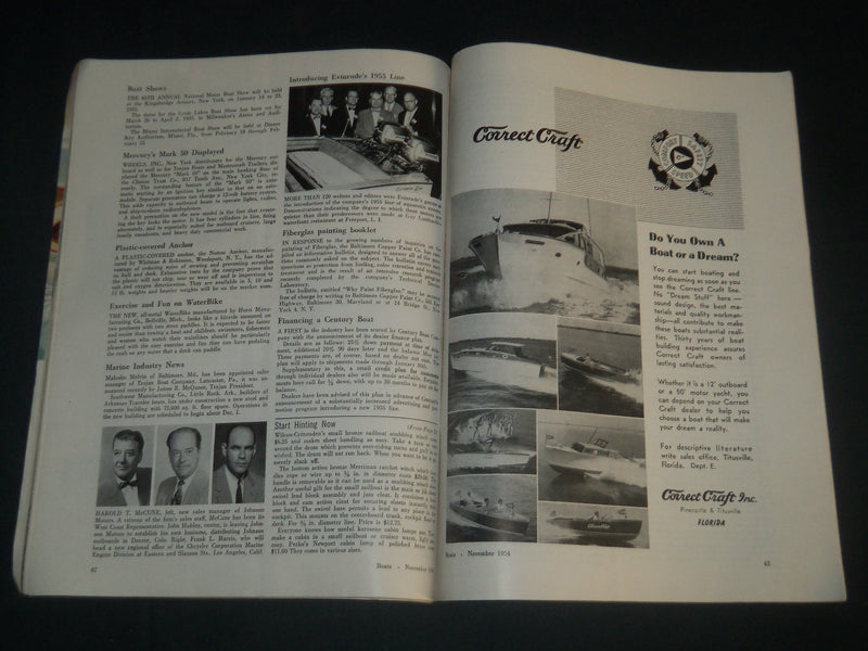 1954 NOVEMBER BOATS MAGAZINE - HURRICANE PICTURES - CRUISING OUTBOARDS - B 6571