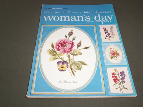 1954 SEPTEMBER WOMAN'S DAY MAGAZINE - 4 RARE OLD FLOWERS COVER - SP 7491