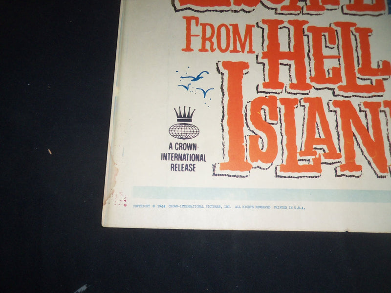 1964 ESCAPE FROM HELL ISLAND 1/2 SHEET MOVIE POSTER - MARK STEVENS - P 454