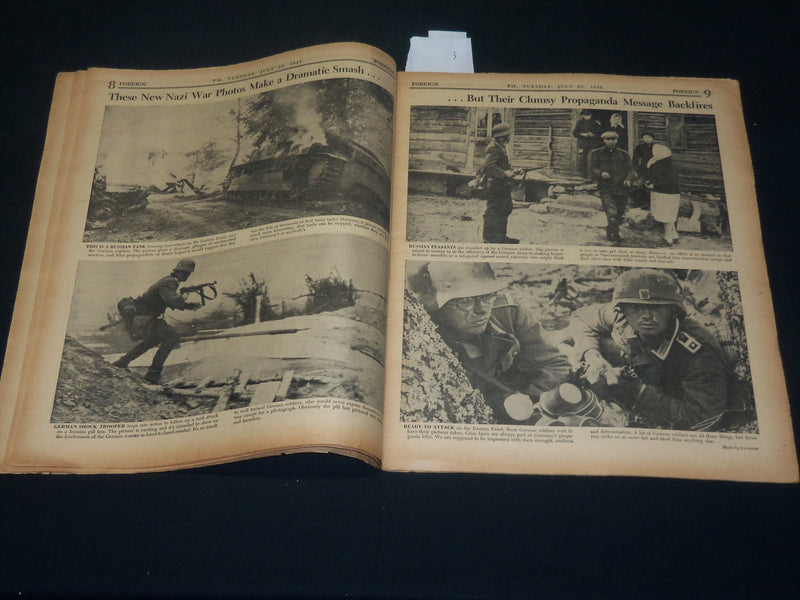1941 JULY 22 PM'S WEEKLY NEWSPAPER - MOSCOW & LENINGRAD BOMBED - NP 4926