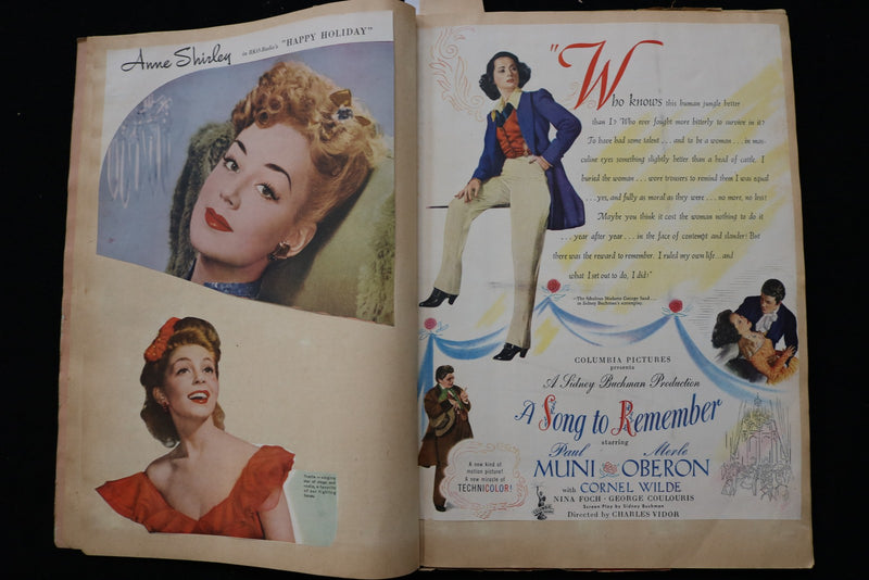 1940'S MOVIE STARS SCRAPBOOK, PACKED - MERLE OBERON - JOAN CRAWFORD - E 24914