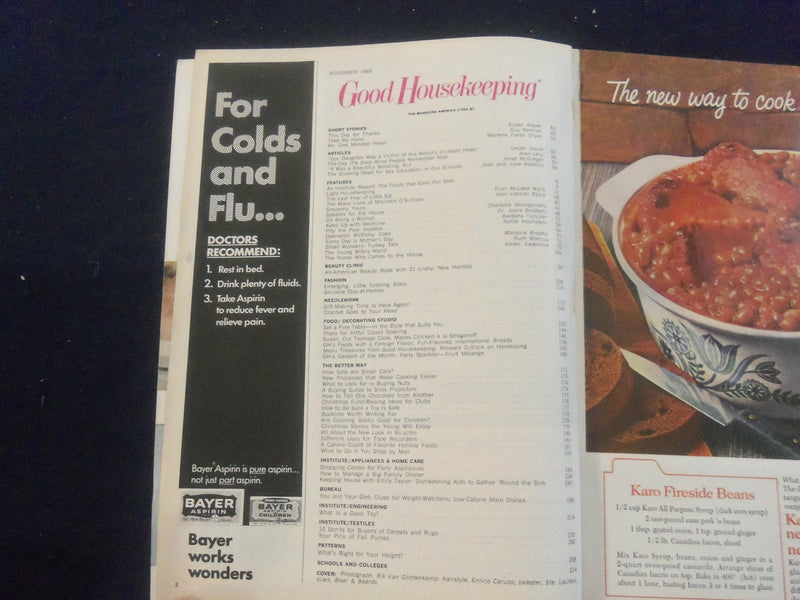 1965 NOVEMBER GOOD HOUSEKEEPING MAGAZINE - NICE COVER, ARTICLES & ADS - F 514J