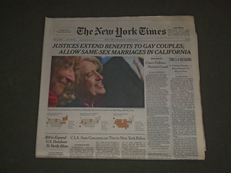 2013 JUNE 27 NEW YORK TIMES - ALLOW SAME-SEX MARRIAGES IN CALIFORNIA